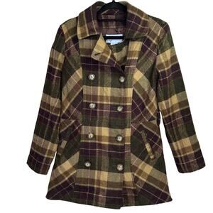 Maria wool acrylic blend earth tone short coat size Large